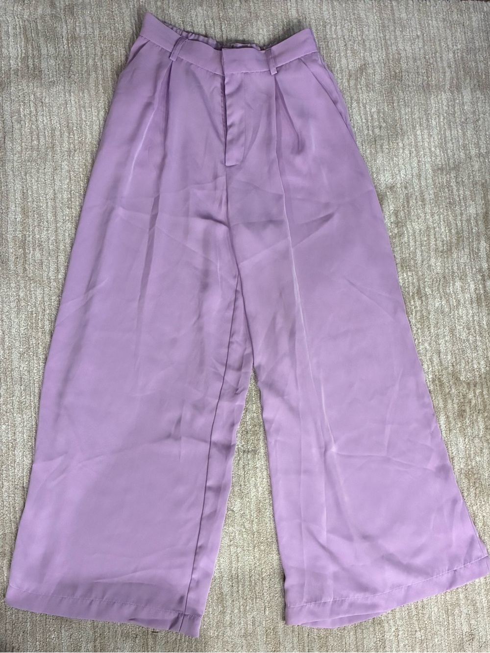 Lilac high waisted pleated wide leg trouser